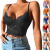 Camisoles tanques femininos sexy profundo v camisola rendas topo de colheita sutiã moda sólida sem costas colete suspender corpo moldar lingerie tanque oco