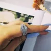 Cluster Rings Solid Desgin Oval Shape Wedding Engagement Luxury Ring Three Rows Zircons for Women Finger Jewelry R4423s