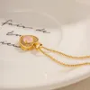 Hänge halsband mode hjärtform design runda zirkoniuminlägg halsband 18k guld pläterad rostfritt stål flickas eleganta chokers