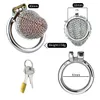 MFMYEE SM Cage à pénis en acier inoxydable Cage à pénis en maille avec 4 anneaux péniens Ensemble de dispositifs de chasteté masculins Ensemble de dispositifs de chasteté masculins BDSM Retenue Pénis Ceinture de chasteté Verrouillage Cage à coq (Petite taille)