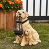 Trädgårdsdekorationer Solar Garden Decorative Light Life Hunds Outdoor Lighting Harts Dog Staty Led Night Light For Pathway Yard Garden Decoration 231120