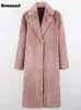 Women's Fur Faux Fur Nerazzurri Winter Clothes Women Long Thick Warm Soft Colored Fluffy Big Size Faux Rex Rabbit Fur Coat Women Lapel 4xl 5xl 231121