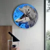 Orologi da parete Orologio con testa di delfino animale marino blu per camerette Silenzioso Decorazioni per la casa Soggiorno Cucina digitale