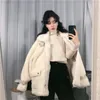 سترات نسائية نساء معاطف الفراء الحلو فو ، فخور جيب الجيب غير الرسمي Teddy Outerwear 2023 الشتاء دافئ أبيض ناعم السيدات