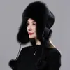 Beanieskull Caps Natural Fur Russian Aviation Hat With Ears Ushanka Women Winter Warm Fluffy Stylish Female Tail Cap Fashion Real Hats 231120