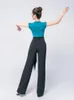 Stage Wear Ballroom Dance Tops Modern Standard Shirt Latin Black/Green Mouwess V-Neck Waltz Practice Clothing Dwy8803