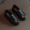 Flat Shoes Boys кожа British Oxfords Дети повседневные квартиры детские лоферы Slip-On Classic Classic 2023 весна осенью для свадебной мягкой