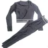 Designer Yoga T Shirts Pants Women Black Tracksuits Long Sleeve Sport Top Letter Webbing Gym Leggings Outdoor Fitness Outfit