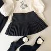 Skirts deer jonmi 2023 Spring Korean Style Baby Girls Pleated Cute Chic Toddlers Children Black Skirt 230420