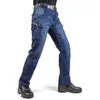 Jeans da uomo Trend Cargo tattico Uomo Casual Esercito militare Pantaloni in denim Pantaloni in tessuto elasticizzato elasticizzato dritto Abbigliamento streetwearUomo