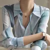 Damesblouses Elegant Design Print Chiffon Shirt Lente Zomer Mode Blouse Koreaanse stijl Office Lady Lange mouw Casual voor dames