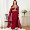 Ethnic Clothing Luxury Black Layered Abaya Chiffon Jalabiyat Ramadan 2023 Kuwaiti Red Traditional Algerian Caftan In Matching Sets For Eid