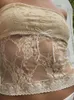 T-shirt femme CHRONSTYLE Vintage Floral Lace Tube Cropped Tops Summer Streetwear Sexy Femmes Sans Bretelles Hors Épaule Voir À Travers Débardeur 230420