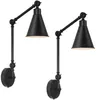 Wall Lamp Swing Arm Sconces 2 Pack- Dimmable With Mounted Light Fixtures In Black (Bulbs Not Included)