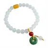 Strandarmband in Chinese stijl, retro groen glas, imitatiejade, veiligheidsgesp, frisse en artistieke antieke polssieraden