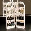 Torebki biżuterii 2/4 składane przezroczyste kolczyki kołki wyświetlacza stojak na wentylatory panele panele naszyjnik na półce.