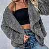 Kurtki damskie europejska i amerykańska moda 2023 Autumn Lapel ciemnoszare podwójnie twarz polaru długotrwały płaszcz krótkometrażowy
