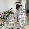 Family Matching Outfits Mommy and Daughters Matching Dresses Vacation Couple Look Women's Child Clothes Korea Style Mother and Baby Girl Polka Dot Dress 230421