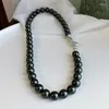 Choker 10 mm Tahidi Pure Black Natural Deep Shell Pearls Naszyjnik Prosty temperament Koreański styl dla kobiet