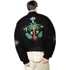 Designer Clothing Casual Coats Autumn Winter 22 New Rhude High Street Coconut Tree Flower Letter Embroidered Woolen Baseball Jacket Men's Outerwear windbreaker