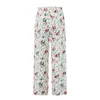 Damesbroeken Kerstlounge Sneeuwvlok Kerstman Kabouterprint Losse comfortabele casual pyjama met wijde pijpen Slaapbroek