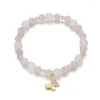 Strand Butterfly Charm 3x4mm Chiness Crystal 6mm Rose Quartz 8mm Citrin/Rose Mix Stone Bead Elastic Armband