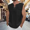 Mężczyzny T -Tank Tops Mase Summe Bawełniany bielizny Koszulka bez rękawów luźna koronkowa w górę V szyi koszulki Koszule męskie streetwear 230421