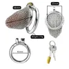 MFMYEE SM Stainless Steel Penis Cage Mesh Penis Cage with 4 Cock Rings Male Chastity Devices Set BDSM Restraint Penis Chastity Belt Lock Cock Cage ( middle size)