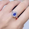 Acessórios de noiva dos anéis de cluster 925 Prata esterlina Natural Gemstone Sapphire Tanzanite Peridot Diopside Women's Ring Party Gift