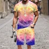 Tracksuits masculinos engraçado t-shirt conjunto datura padrão luminoso 3d impresso moda casual 2023 rua luxo praia verão outfit tops