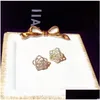Stud Sparkly Crystal Earrings Flower Shape Sterling Sier Cute Unique For Women Wedding Bridal Ear Jewelry Drop Delivery Dhowk