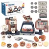 Toy Coffee Maker Machine and Cash Register Kit with Sound Light Kids Kitchen Pretend Play Sets Appliances Toy