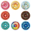 Envoltório de presente 500 pcs 1.5inch Donut Adesivos Rolo 8 Designs Deliciosa Sobremesa Procurando Donuts Artesanais Etiquetas para Bolo Pão Cozimento
