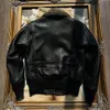 Men's Leather Faux Tailor Brando Goat G1 Flight Jacket Removable Fur Collar YKK Customized Brass Zipper Sand 231121