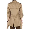 Trench da uomo Primavera Autunno Giacca da uomo Elegante doppio petto Cappotto con cintura Giacca a vento con tasche con risvolto Lungo per A