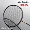 Professionele Schokabsorptie Max Spanning 33LBS Full Carbon Fiber Badminton Rackets Met Zakken Snaren Ultralight 4U 82G Racket 231120