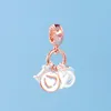 Lettre d'or rose amour Pendentif Charm pour Pandora 925 Sterling Silver Snake Chain Bracelet Bangle Making Charms Womens Necklace Jewelry Findings with Original Box