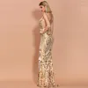 Casual Kleider Frauen Sommer Sexy V-Ausschnitt Tank Rückenfreie Geometrie Glitzernde Pailletten Bodycon Promi Maxi Langes Abendgesellschaftskleid Goldsplitter