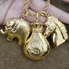 Pendentif Colliers 3pcs Animal avec chaîne de 60 cm éléphant crocodile dauphin charmes bijoux à bricoler soi-même collier accessoire clé