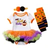 Mädchenkleider Mädchen Halloween Babykleidung für Kleinkinder Kinder Strampler Baumwolle Karneval Kürbis Overall Tutu Kleid Kostüm mit Leggings