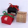 Emballage cadeau 2 Taille Nouveau Creative Square Kraft Cake Cookie Box Rouge / Noir / Marron Nougat Jaune D'oeuf Boîtes D'emballage Lz0726 Drop Delivery Home Dhdel