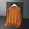 Herrenpullover, erstklassige 10 % Ziegenkaschmir-T-Shirts, Herbst-Klassiker, fester Pullover, lange Ärmel, dünner Pullover, Schafwolle, Kleidung