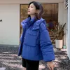 Kvinnors dike rockar koreanska kvinnor solida vadderade jackor Vinter varm huva ner harajuku lös förtjockna parkas godis färg ytterkläder kvinnlig
