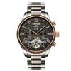 Montres-bracelets Kinyued Squelette Automatique Montre Hommes Étanche Tourbillon Volant Montres Mécaniques Hommes Auto-remontage Horloges Mannen Dropship