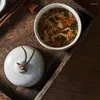 Placas Cerâmica Copo de Potteria grossa com tampa japonesa Retro Retro no cozinha de ovo no ninho de pássaro Baby Baby Baby Kitchen Sopa Sopa