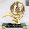 Table Clocks European-style Brass Dolphin Desk Clock Modern Living Room Home Villa Study Wine Cabinet Copper Pieces Ornaments