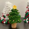 Decorações de Natal DIY Enfeites de árvores tecidos à mão Kit de material de tricô Árvores de Natal para casa Presente de ano de Natal