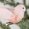 Décorations de Noël Simulation mousse plume oiseau mini décoration artificielle rose animal arbre pendentif famille mariage 231121