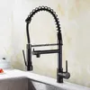 Kitchen Faucets GIZERO High Quality Mixer Faucet Blackend Spring Pull Out Side Sprayer Dual Spout Single Handle ZR386