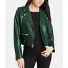 Kurtki damskie Pure Sheepskin Green Leather Kurtka Europejska i amerykańska modna trend mody